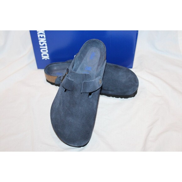 Birkenstock Men Boston BS Suede Mule Clog Suede Sandals EU 42 US 9 Reg New Navy main image 5